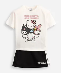 conjunto infantil com short saia hello kitty colorido 4