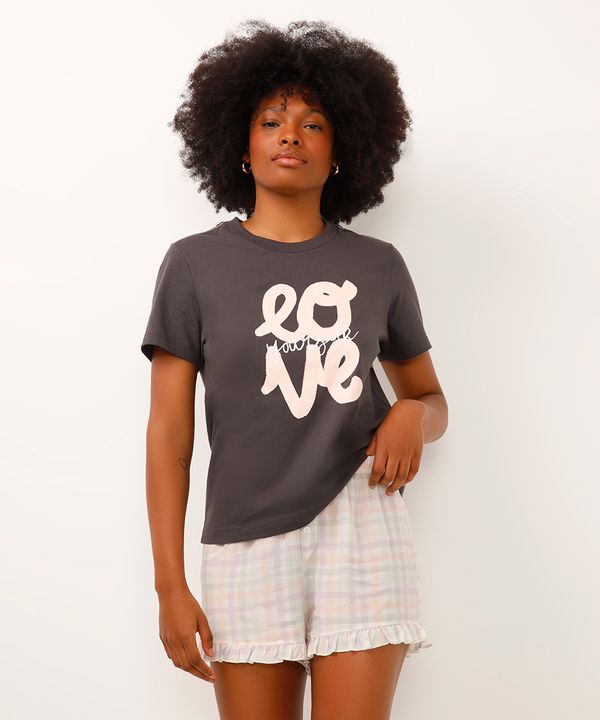 short de pijama xadrez com babados off white P