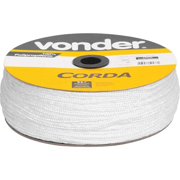 Corda Multifilamento Trançada 6mm x 165m Branca - VONDER
