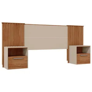 Cabeceira Casal Lucius em MDP com 2 Gavetas Caemmun Buriti / Off White