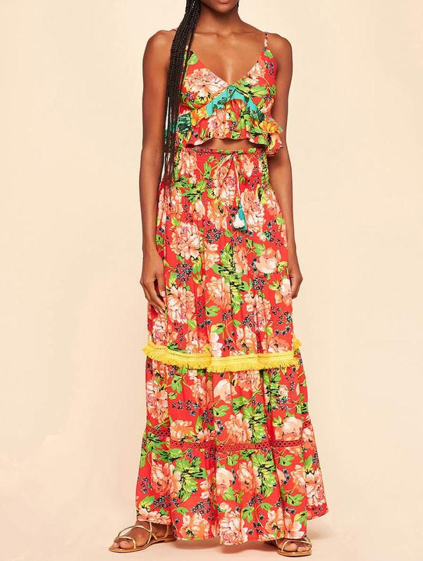 Cropped Regata Estampado Chita VERMELHO M
