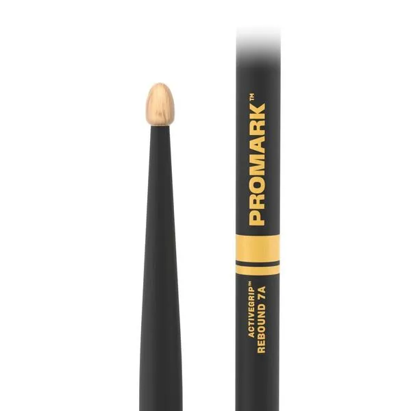 Baqueta Rebound 7A R7AAG Activegrip Hickory Americana Ponta de Madeira Preta Promark Baqueta Rebound 7A R7AAG Activegrip Hickory Ponta Madeira Preta Promark