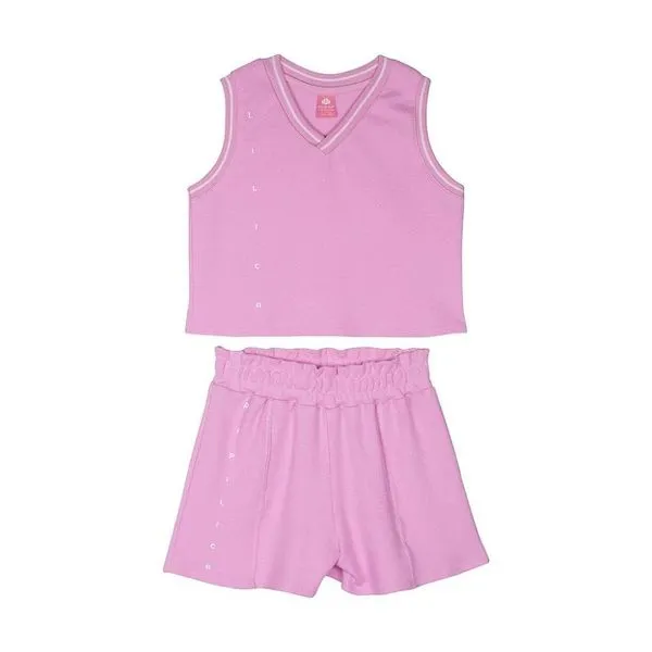 Conjunto Curto Lilica Ripilica Regata e Short Letter Rosa 8