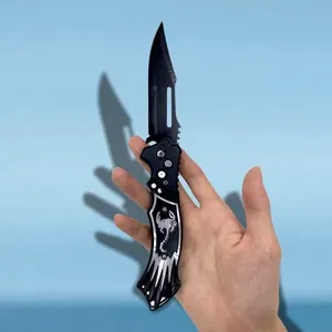 Canivete Automático Escorpiao para Camping com Saque Rápido Trava de Segurança Clipe Preto OEM Canivete Automático Escorpiao com Saque Rápido Trava de Segurança Preto OEM