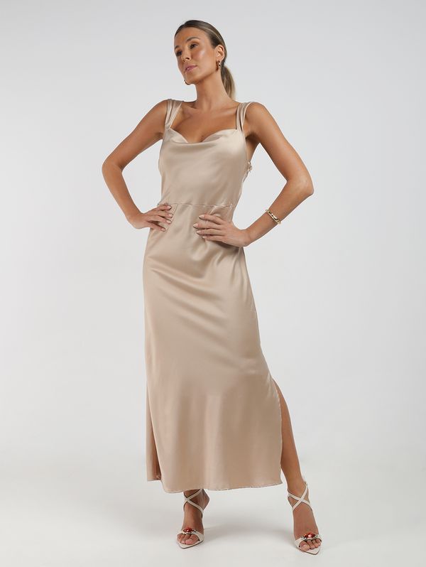 Vestido Plano Feminino DOURADO G
