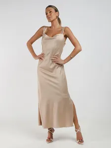 Vestido Plano Feminino DOURADO G