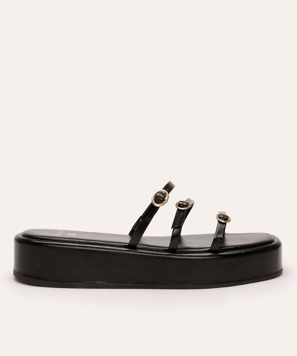 tamanco flatform com tiras mindset preto 35