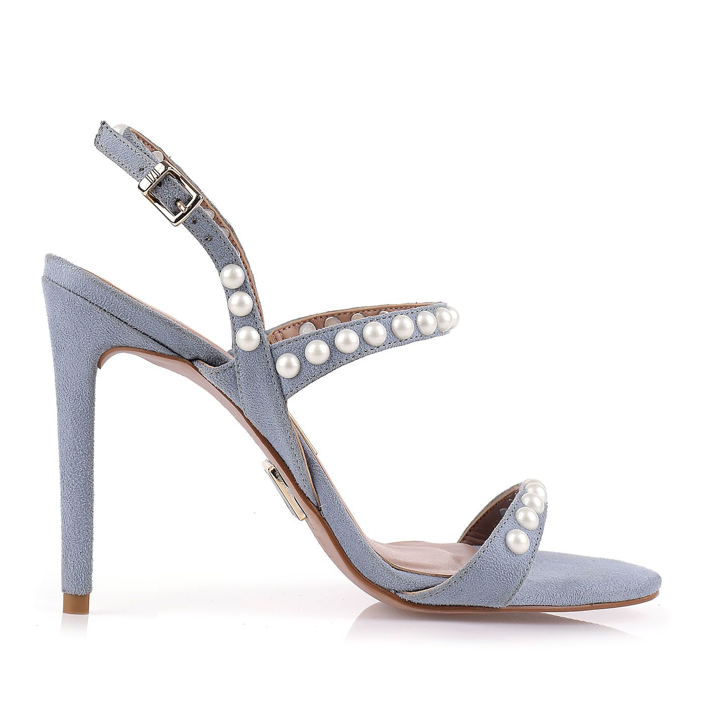 Sandália Salto Alto Camurça Denim
