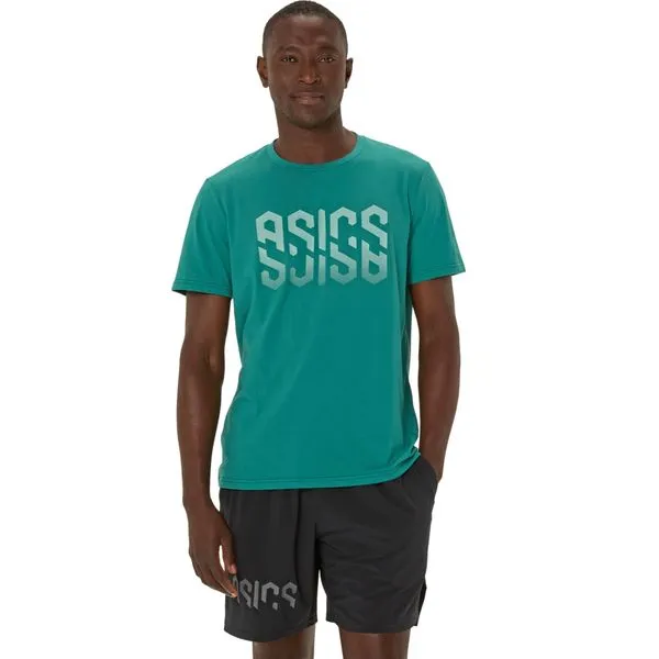 Camiseta ASICS Hex Graphic Cotton Blend - Masculino - Verde - tam: P