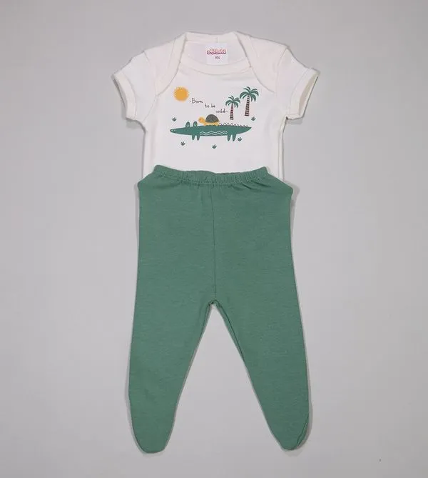 Conjunto Body Born To Be Wild - 6010261 De 0 a 12 meses Verde - G