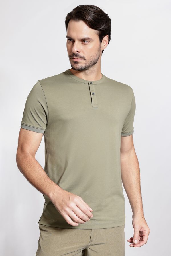 Camiseta Manga Curta Henley Pima Performing Verde - XGG