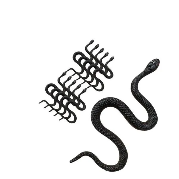 Kit 50 Mini Cobras Pretas Serpente De Borracha