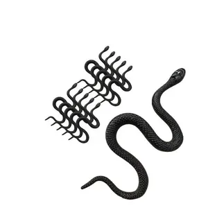 Kit 50 Mini Cobras Pretas Serpente De Borracha