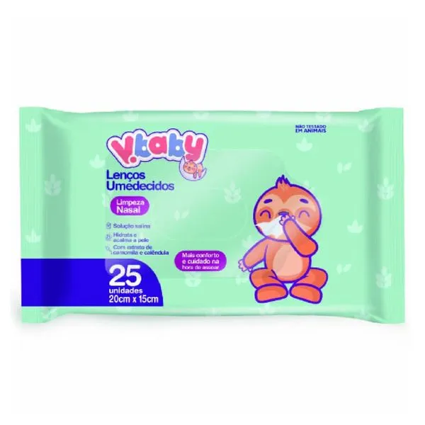 Lenços Umedecidos Nasal V.Baby Infantil 25 Unidades