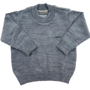 Blusa de Tricô Arthur Lisa Decote Redondo Cinza Claro 2