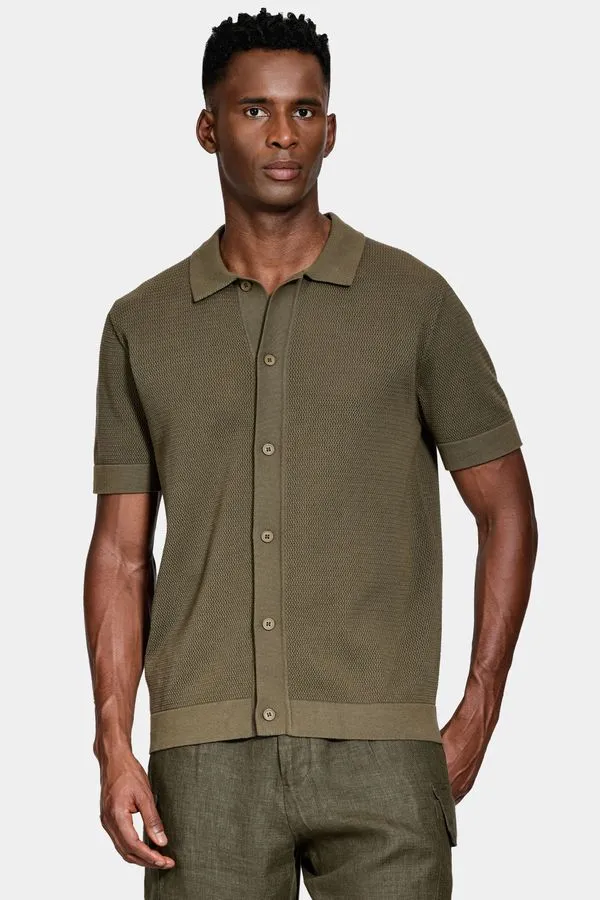 Camisa Manga Curta Tricot Algodão Oliva 116 - XGG