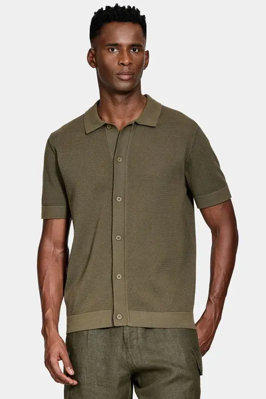 Camisa Manga Curta Tricot Algodão Oliva 116 - XGG