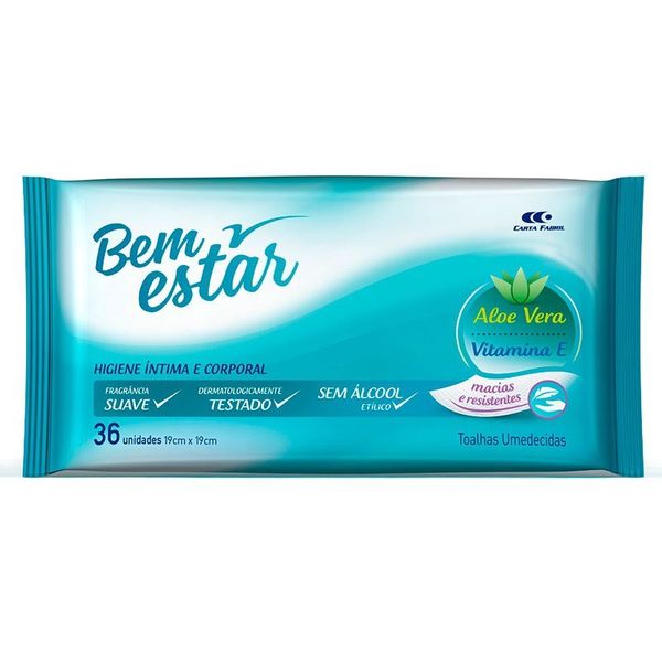 Toalha Umedecida Bem Estar Aloe Vera 36 Unidades