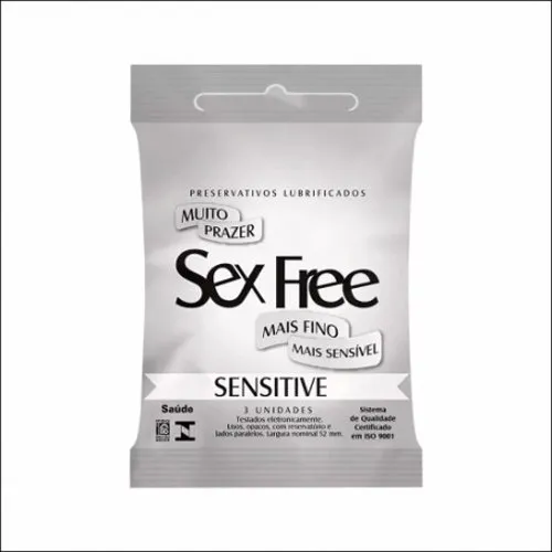 Preservativo Lubrificado Sex Free Sensitive 3 Unidades