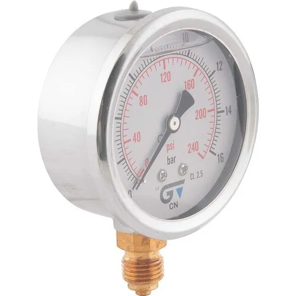 Manômetro Vertical 1/4 BSP 240PSI 63mm Aço Inox 3822 016 - Genebre