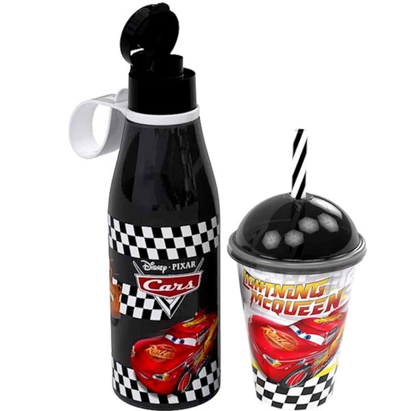 Kit Copo 280ml e Garrafinha 530ml do Carros Relâmpago Mcqueen