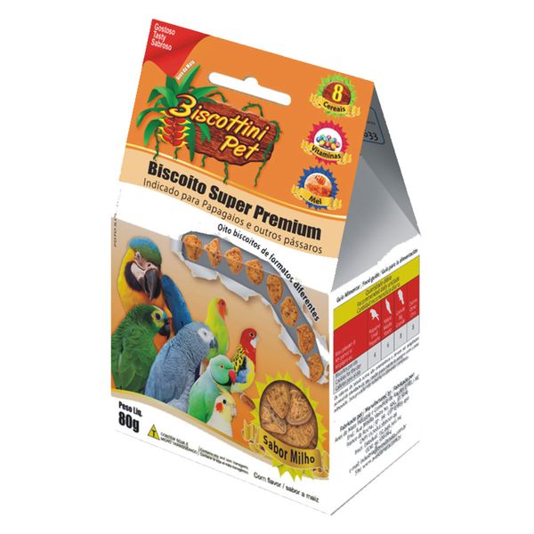 Biscoito para Papagaios e Araras Biscottini Pet 80 g