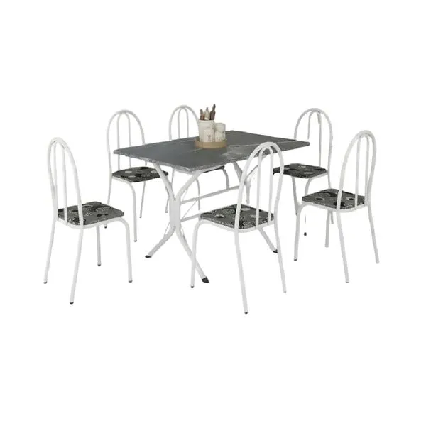 Conjunto de Mesa Ubatuba com 6 Cadeiras Paraopeba Branca - Teixeira