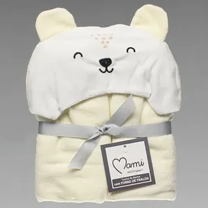 Toalha de Banho Forrada com Capuz - 5312 Urso Creme