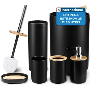 Conjunto para Banheiro 6 Peças Cerbior Preto A-MBI