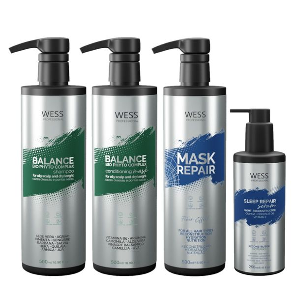 Kit Wess Balance SH 500ml+Cond 500ml+Mask 500ml+Sleep 250ml