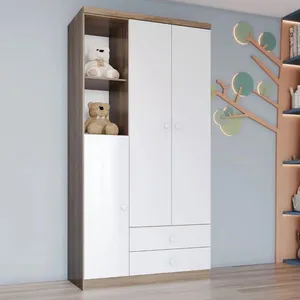 Guarda-Roupa Infantil 3 Portas 2 Gavetas Henn Bala de Menta | Rustico/Branco