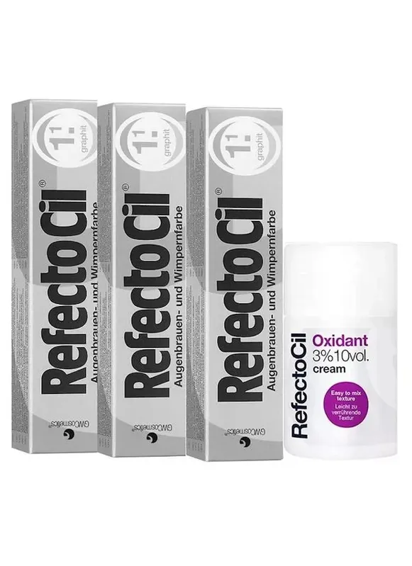 Kit Refectocil 3 Tinta + 1 Oxidante Creme N° 1.1 Grafite