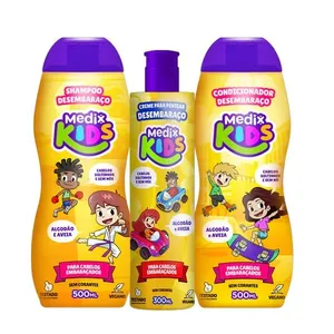 Kit Shampoo Condicionador e Creme De Pentear Desembaraço Medix Kids 500ml