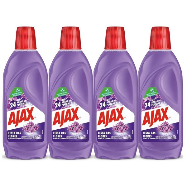 Kit 3 Limpador Diluível Ajax Festa Das Flores Lavanda 500ml