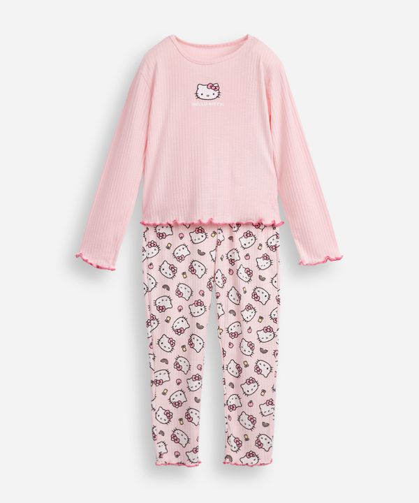 pijama longo infantil hello kitty rosa 6