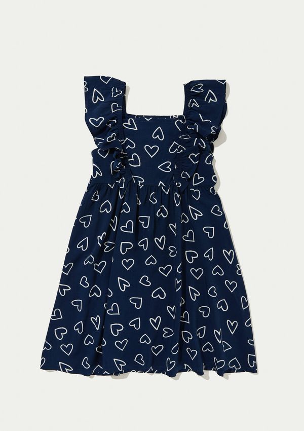 Vestido Infantil Curto Com Babados - Azul 004
