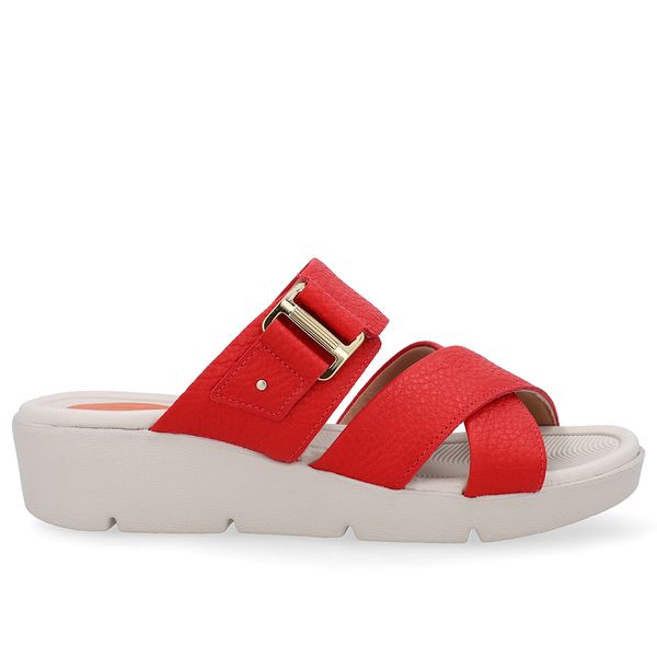Tamanco Salto Plataforma Couro Vermelho 38