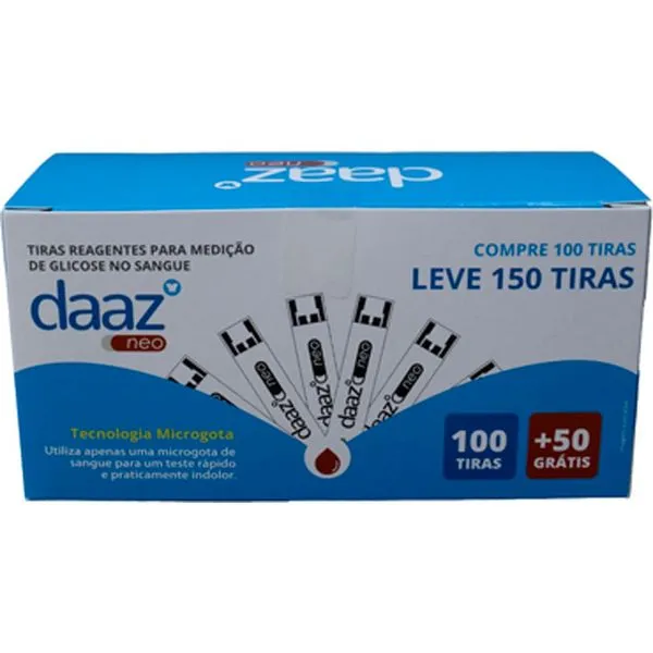 Tiras Reagentes Para Medição De Glicose Daaz Neo 150 Tiras
