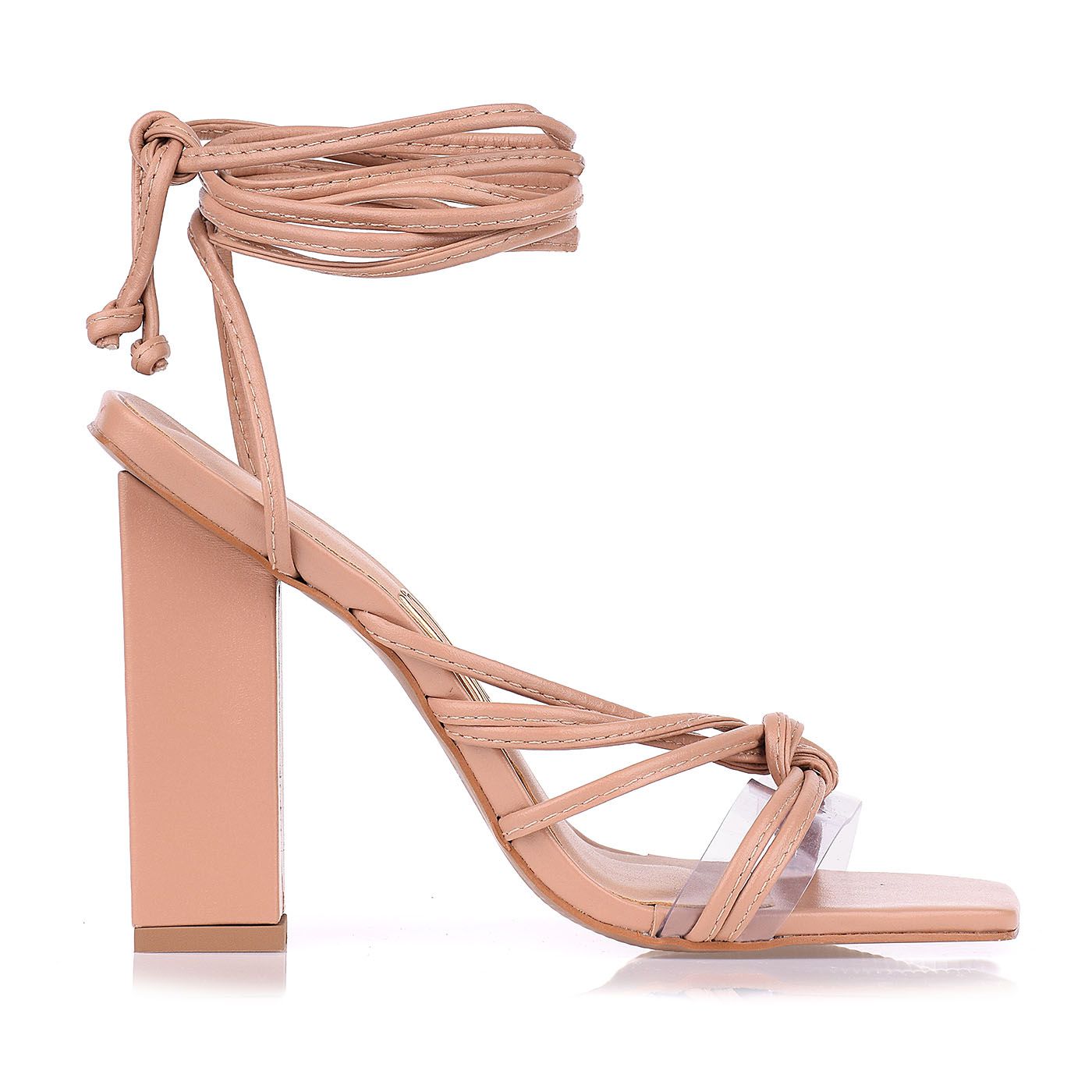 Sandália Salto Bloco Alto Squared Strings