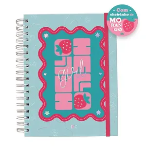 Caderno Smart Universitário Hello Com Elástico Capa Aroma de Morango 80 Folhas 4484 - Dac