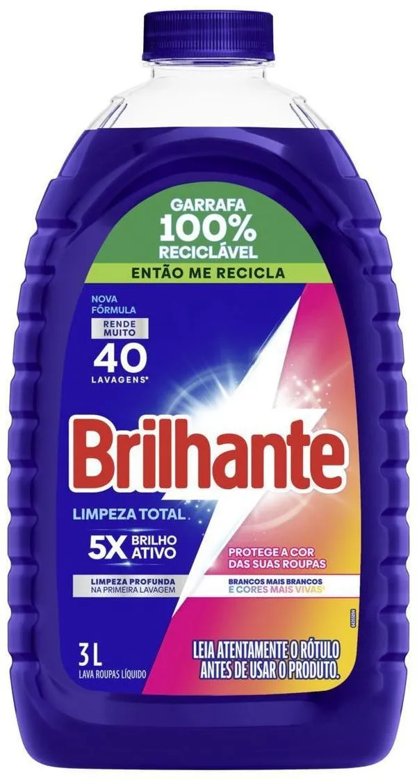 Sabão Liquido Brilhante Limpeza Total 3Litros