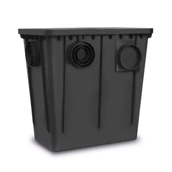 Caixa Gordura 52 Litros 52x33 Cm Com Cesto Preta Sistema Entrada Saída Tubos 100mm, 75mm, 50mm Roma