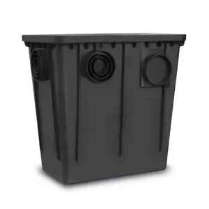Caixa Gordura 52 Litros 52x33 Cm Com Cesto Preta Sistema Entrada Saída Tubos 100mm, 75mm, 50mm Roma