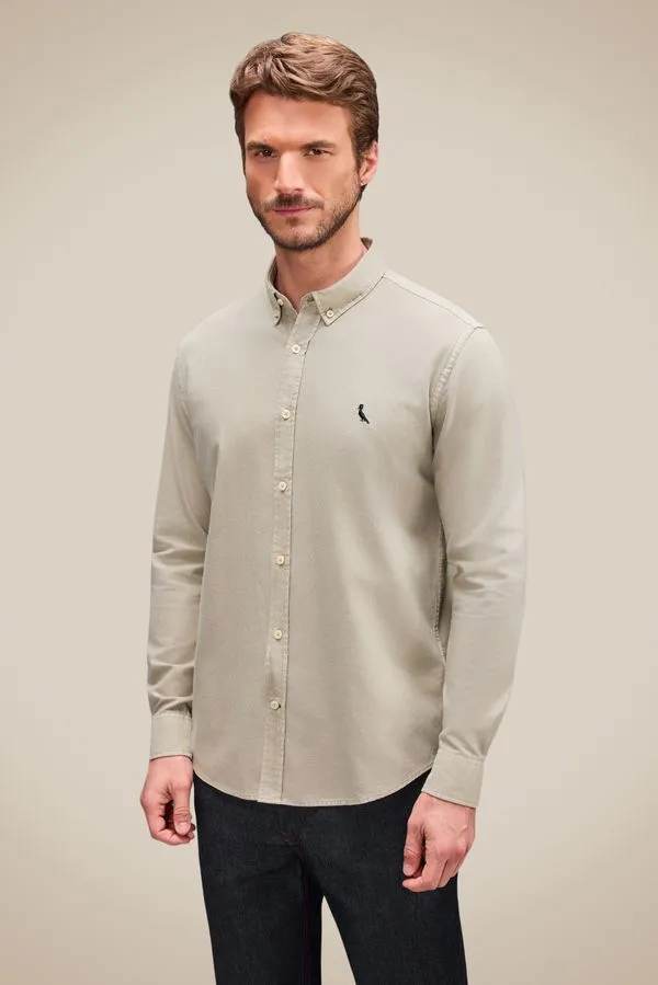 Camisa Ml Chino Tinturada Militar - M