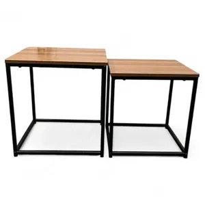 Conjunto com 2 Mesas Laterais Latcor em MDF/Metal CLH-WR5880