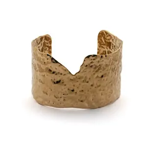 Bracelete Cuff Poder Orgânico de Aço Dourado Dourado Único
