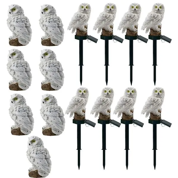 Kit 10 Luminárias Solares Coruja JBA-CORU Escultura Decorativa LED IP65 Branco Economia Solar Kit 10 Luminárias Solares Coruja JBA-CORU LED IP65 Branco Economia Solar