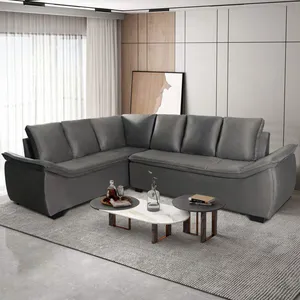 Sofá de Canto 6 Lugares Alphaville Siena Móveis em Veludo com Design Moderno | Grafite