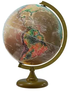 Globo Terrestre Satélite Físico 30cm Ouro Escuro