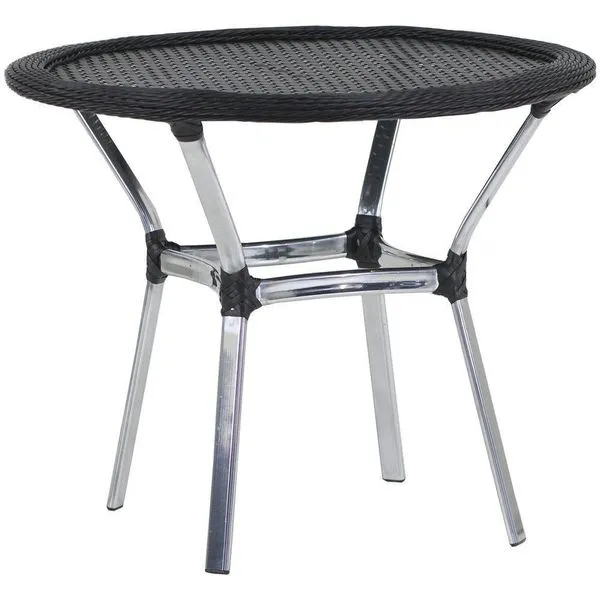 Mesa Emily Com Tampo Tramado Em Alumínio Trama Original Preto